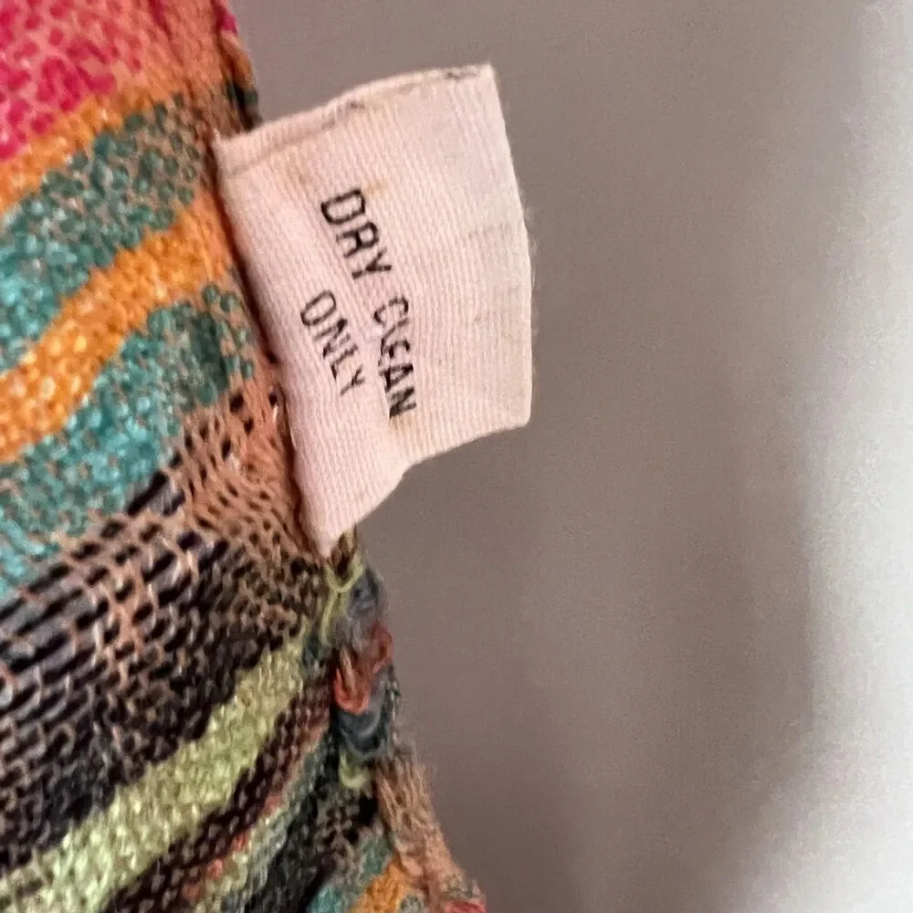 IDEA'S Scarf Womens One Size Orange Multi Color Striped Woven Fringed India Boho